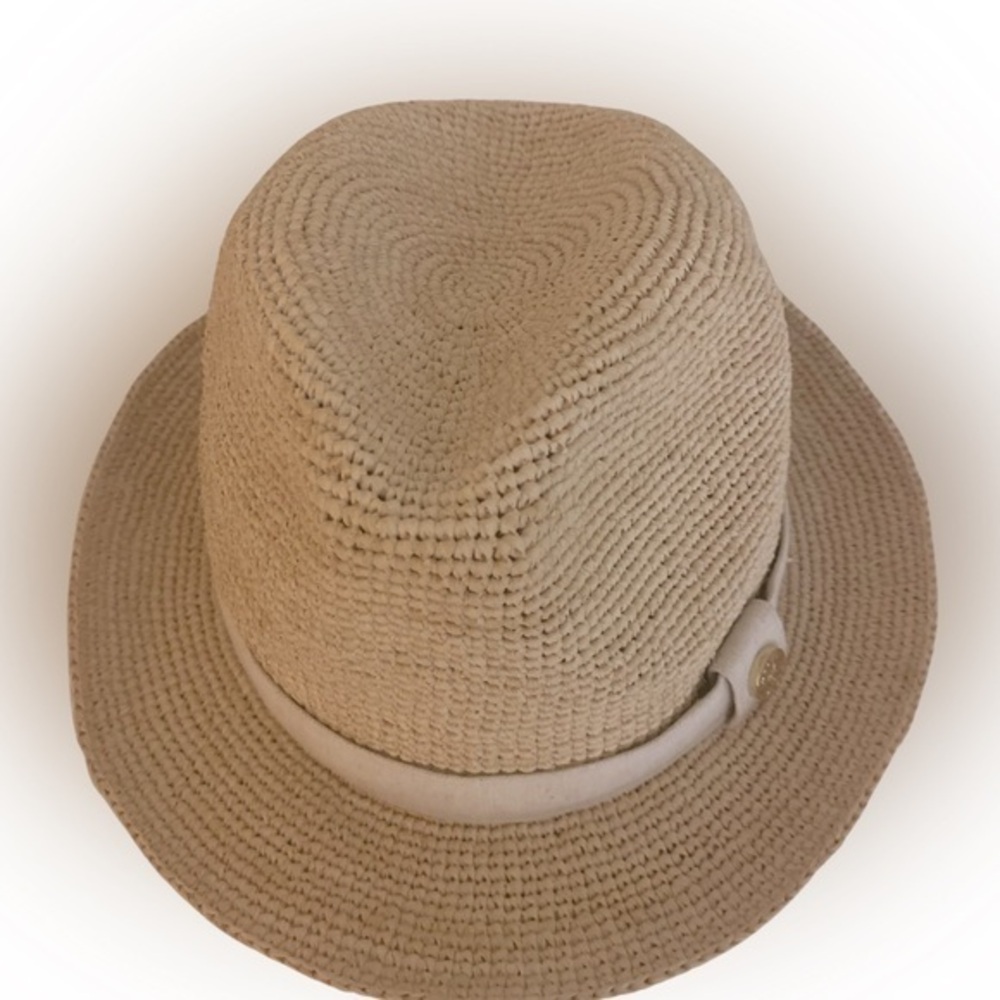 Heidi Klein Raffia Fedora - OSFM tan raffia , inside crown tie
